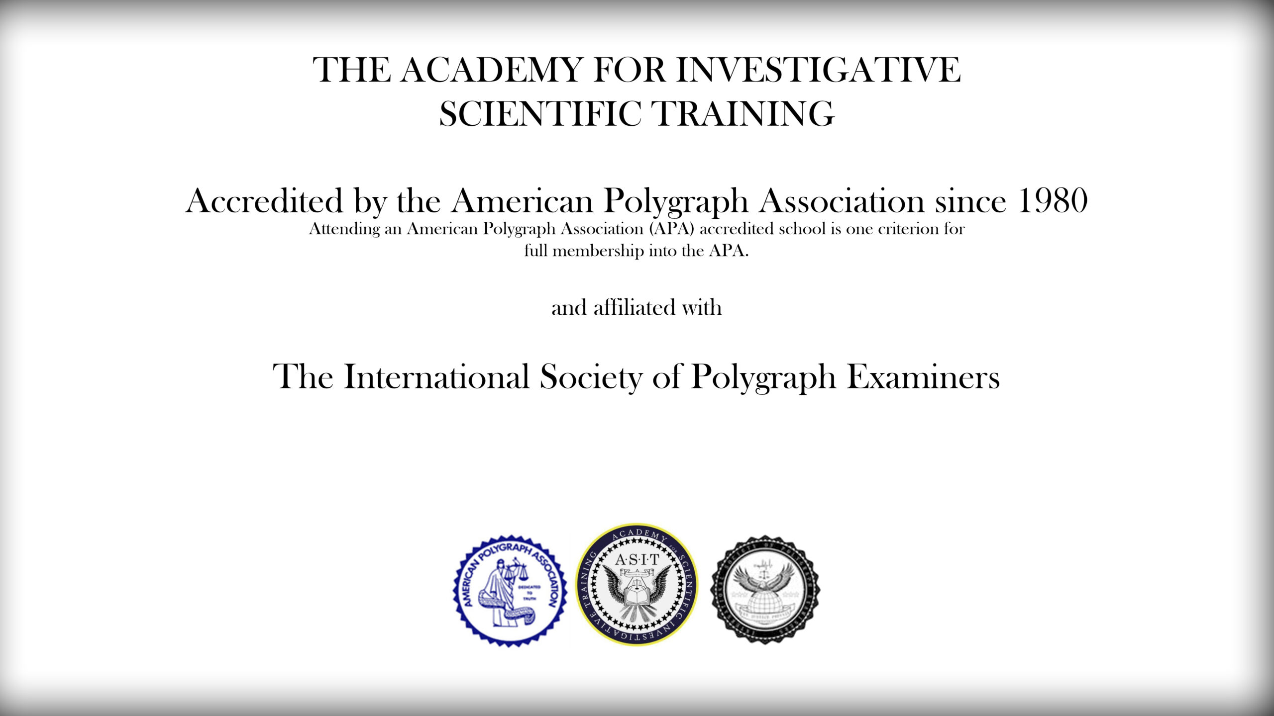Academy of Scientific Investigative Training Recognition